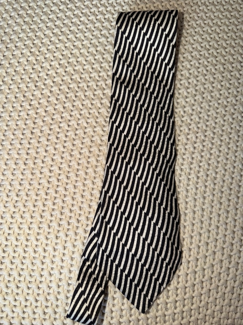 V2 by Versace Striped Black and Cream Men's Tie